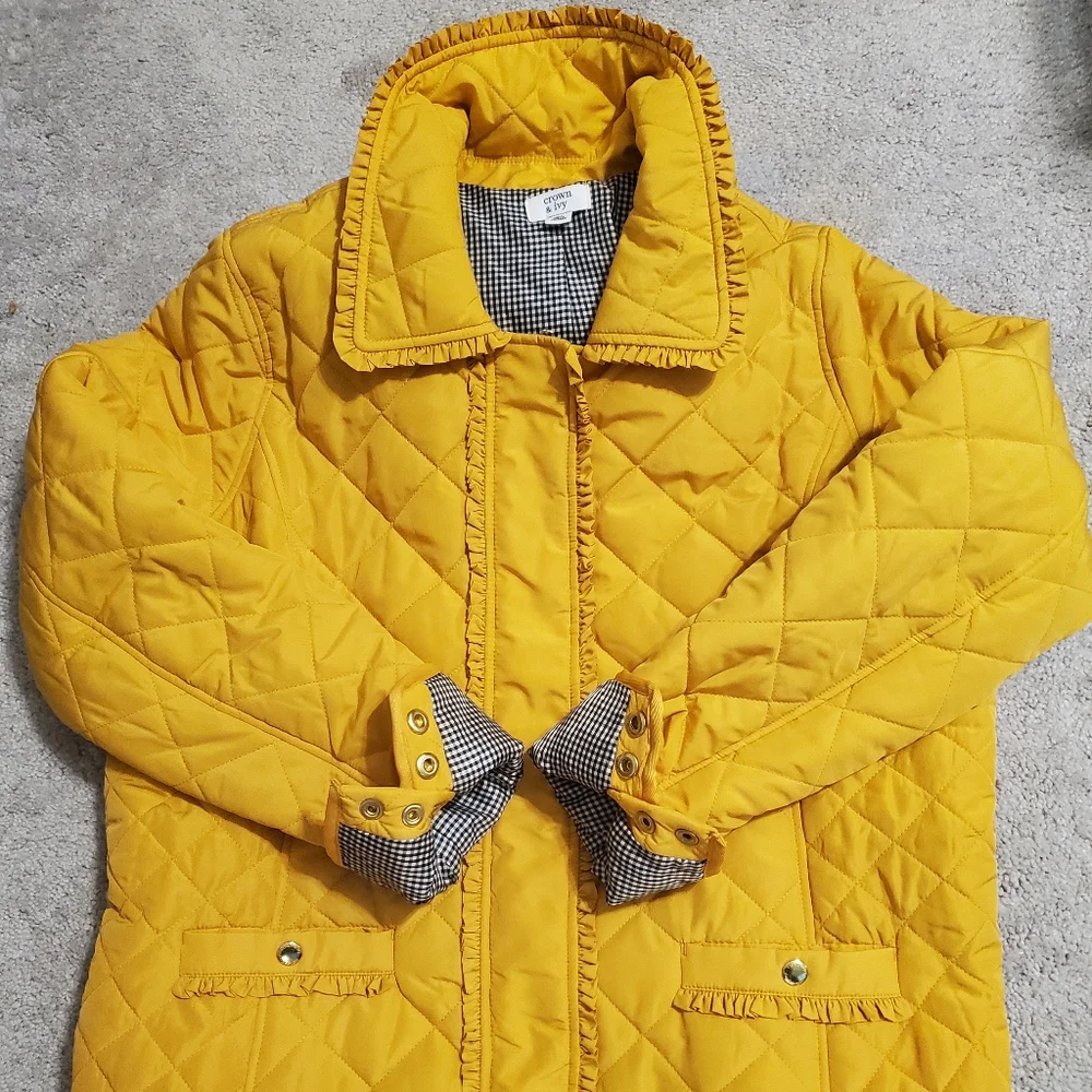 CROWN & IVY Women's Gold Quilted  Jacket  Lightweight Puffer GOLD Size ( XL) - Picture 2 of 8